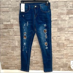 Cheetah print lined jeans